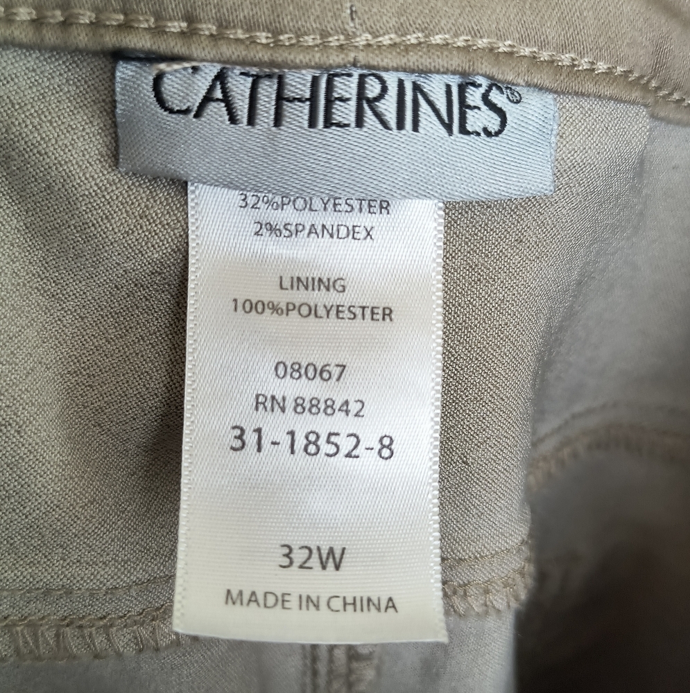 Catherines Brown Chinos Versatile Cotton Blend Plus Size 32W Casual - Picture 10 of 11